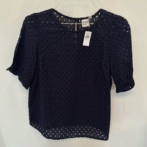 NWT Gap navy blue eyelet top